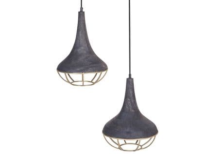 Lampe Suspendue En Bois De Manguier Noir Et Laiton Bagmati