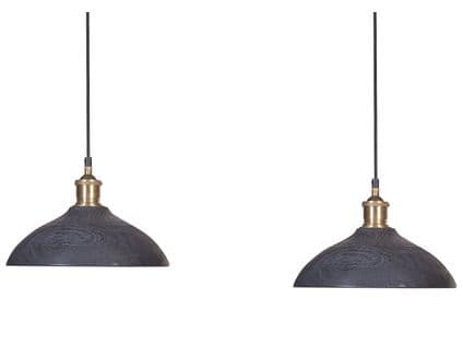 Lampe Suspendue En Bois De Manguier Noir Et Laiton Cheyyar