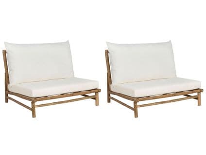 Lot De 2 Chaises En Bambou Bois Clair Et Blanc Todi