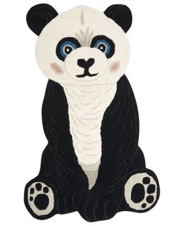 Tapis Pour Enfants En Laine Noir Et Blanc 100 X 160 Cm Panda Jingjing