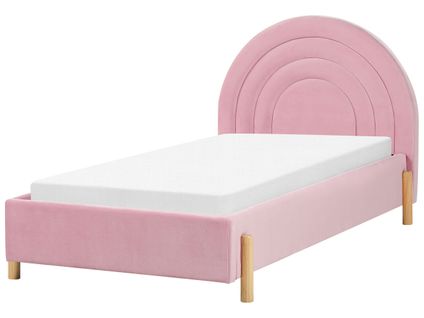 Lit Simple En Velours Rose 90 X 200 Cm Anet