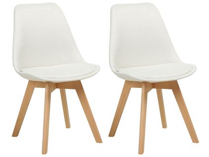 Chaise De Salle à Manger Set De 2 Tissu Blanc Cassé Dakota