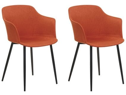 Chaise De Salle à Manger Set De 2 Tissu Orange Elim