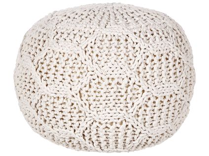 Pouf En Coton Macramé Beige D 50 Cm Triman