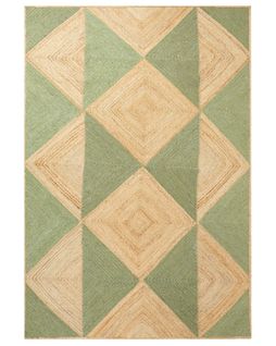 Tapis En Jute Beige Et Vert 160 X 230 Cm Calis