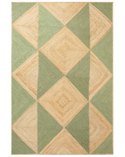 Tapis En Jute Beige Et Vert 200 X 300 Cm Calis