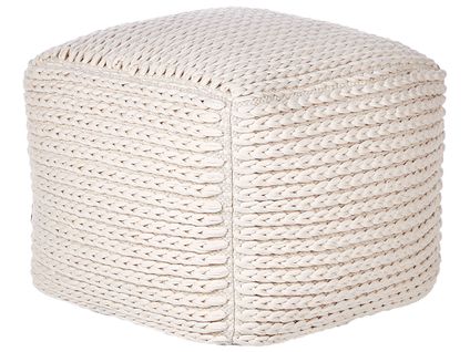 Pouf En Coton Beige Clair 50 X 50 Cm Daman