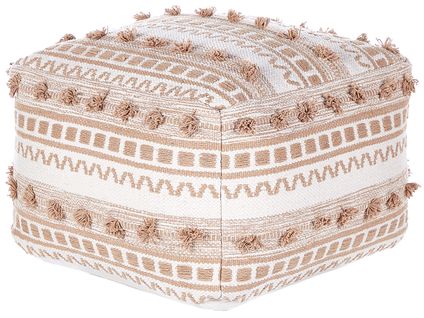 Pouf En Coton Beige 50 X 50 Cm Karaw