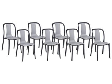 Lot De 8 Chaises De Jardin Gris Et Noir Spezia