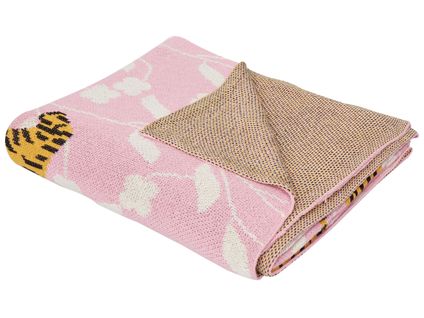 Plaid Enfant Avec Motif Tigres En Coton Rose 130 X 170 Cm Nerai