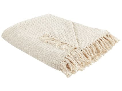 Couverture En Coton 200 X 220 Cm Beige Clair Malu