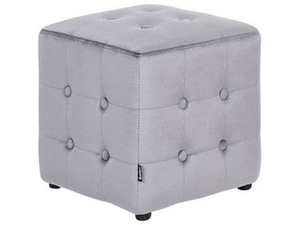 Pouf En Velours 36 X 36 Cm Gris Wisconsin