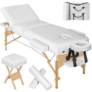 Set De Table De Massage 3 Zones Avec Rembourrage De 10cm Et Châssis En Bois - Blanc