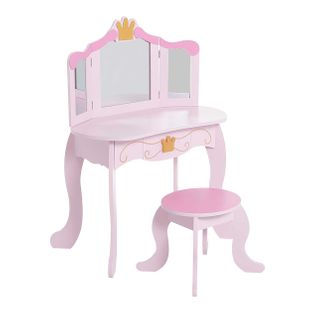 Coiffeuse Princesse En Bois Élégante Avec Tabouret Grace