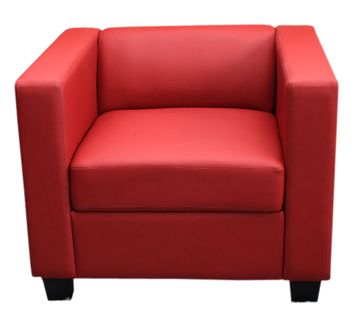 Fauteuil Club / Lounge Lille, 86x75x70 cm, Simili-cuir, Rouge