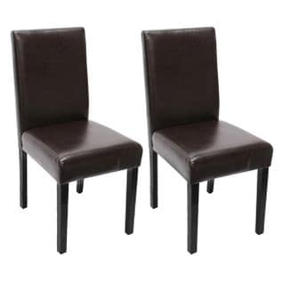 Lot De 2 Chaises De Séjour Littau, ~ Cuir Reconstitué Marron, Pieds Foncés