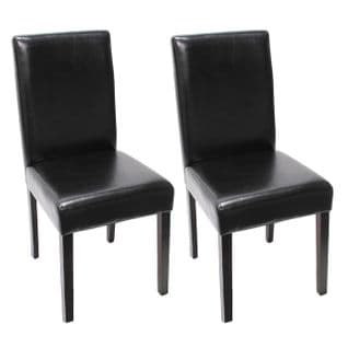 Lot De 2 Chaises De Séjour Littau, Cuir Reconstitué Noir, Pieds Foncés