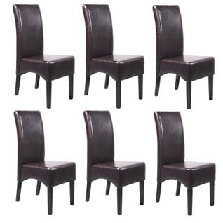 Lot De 6 Chaises Latina, Salle à Manger, Cuir Reconstitué ~ Marron, Pieds Foncés