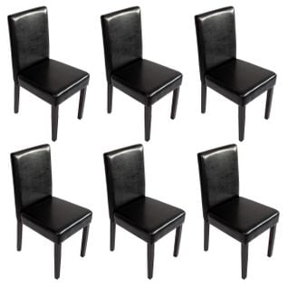 Lot De 6 Chaises De Séjour Littau ~ Simili-cuir, Noir, Pieds Foncés