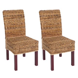 Lot De 2 Chaises M69, Banane Tressée ~ Pieds Marrons