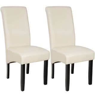 Lot De 2 Chaises Aspect Cuir - Crème