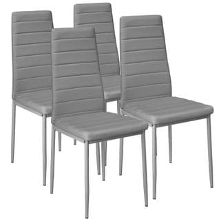 Lot De 4 Chaises Avec Surpiqûre - Gris