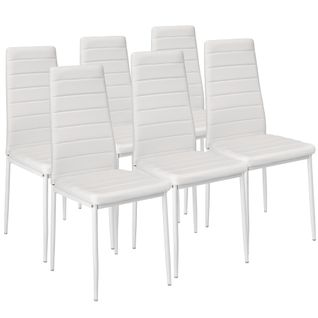 Lot De 6 Chaises Avec Surpiqûre - Blanc