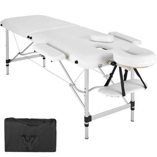Table De Massage Pliante 2 Zones Aluminium Portable + Housse - Blanc