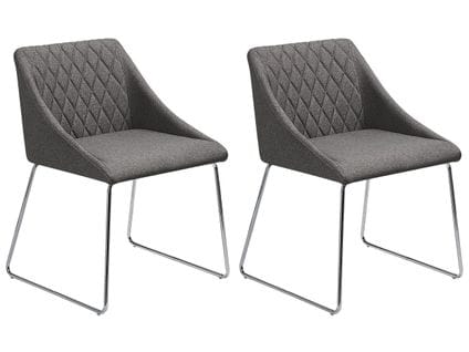 Chaise De Salle à Manger Set De 2 Tissu Gris Foncé Arcata