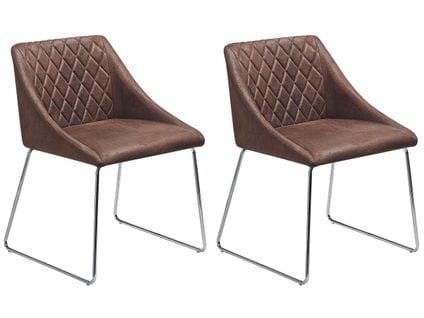 Set De 2 Cuir Pu Chaise De Salle à Manger Marron Foncé Arcata