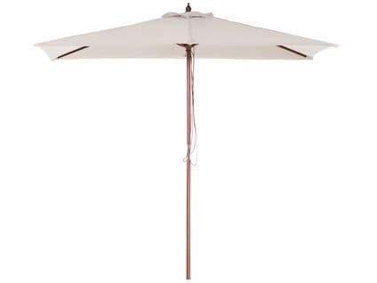 Parasol De Jardin En Bois Avec Toile Blanc Beige 144 X 195 Cm Flamenco