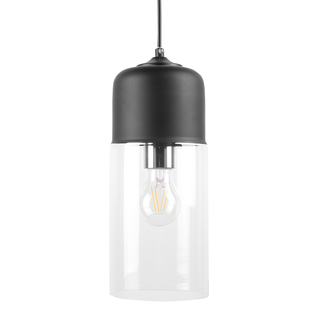 Lampe Suspension Noir En Verre Transparent Purus