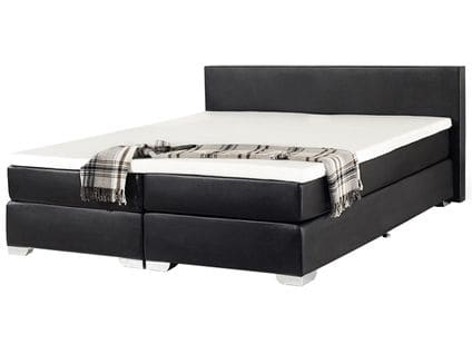 Lit Boxspring En Cuir Pu Noir 180x200 Cm President