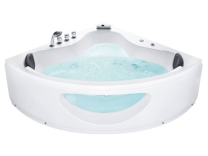 Baignoire D'angle Blanche 190 X 138 Cm Avec Led Tocoa