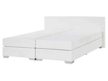 Lit Boxspring En Cuir Pu Blanc 160x200 Cm President