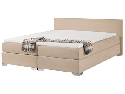 Lit Boxspring En Tissu Beige 180x200 Cm President