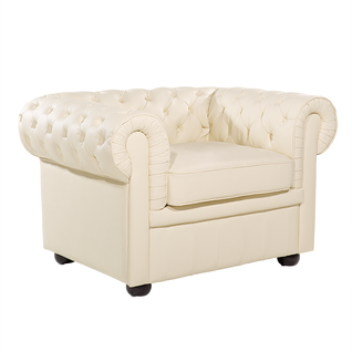 Fauteuil Cuir Beige Chesterfield