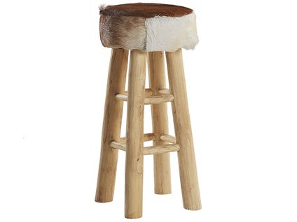 Tabouret De Bar Rustique En Peau Agneau Walton