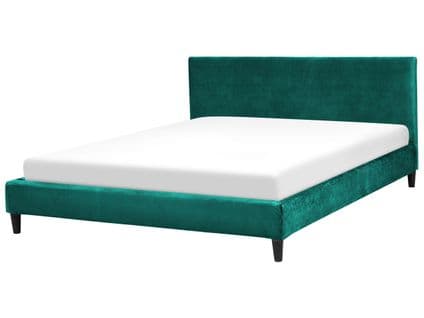 Lit Double En Velours Vert Foncé 180x200 Cm Fitou