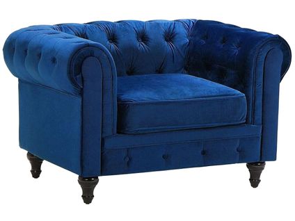 Velours Fauteuil Bleu Marine Chesterfield