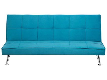 Canapé Convertible 3 Places En Tissu Bleu Azur Hasle