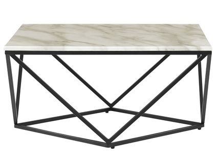 Table Basse Effet Marbre Beige Avec Pieds Noirs Malibu