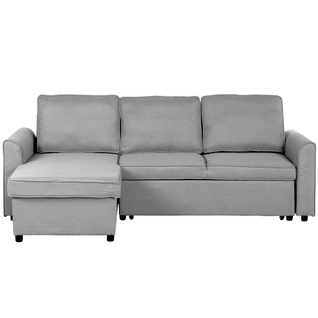 Canapé Angle Côté Droit Convertible En Tissu Gris Clair 3 Places Nesna