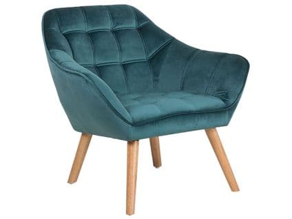 Velours Fauteuil Bleu Paon Karis