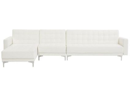 Canapé Angle Gauche Convertible Cuir Pu Blanc 5 Places Aberdeen