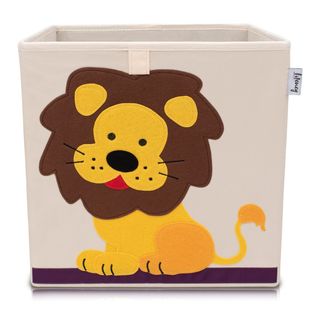 Boîte De Rangement En Tissu Pour Enfant "lion" Sur Fond Clair