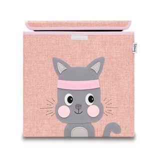 Boîte De Rangement En Tissu Pour Enfant "chat" Avec Couvercle