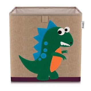 Boîte De Rangement En Tissu Pour Enfant "dinosaure Vert Foncé"
