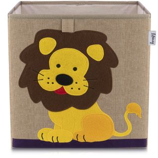 Boîte De Rangement En Tissu Pour Enfant "lion" Sur Fond Foncé