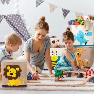 Boîte De Rangement En Tissu Pour Enfant "tigre" Sur Fond Foncé